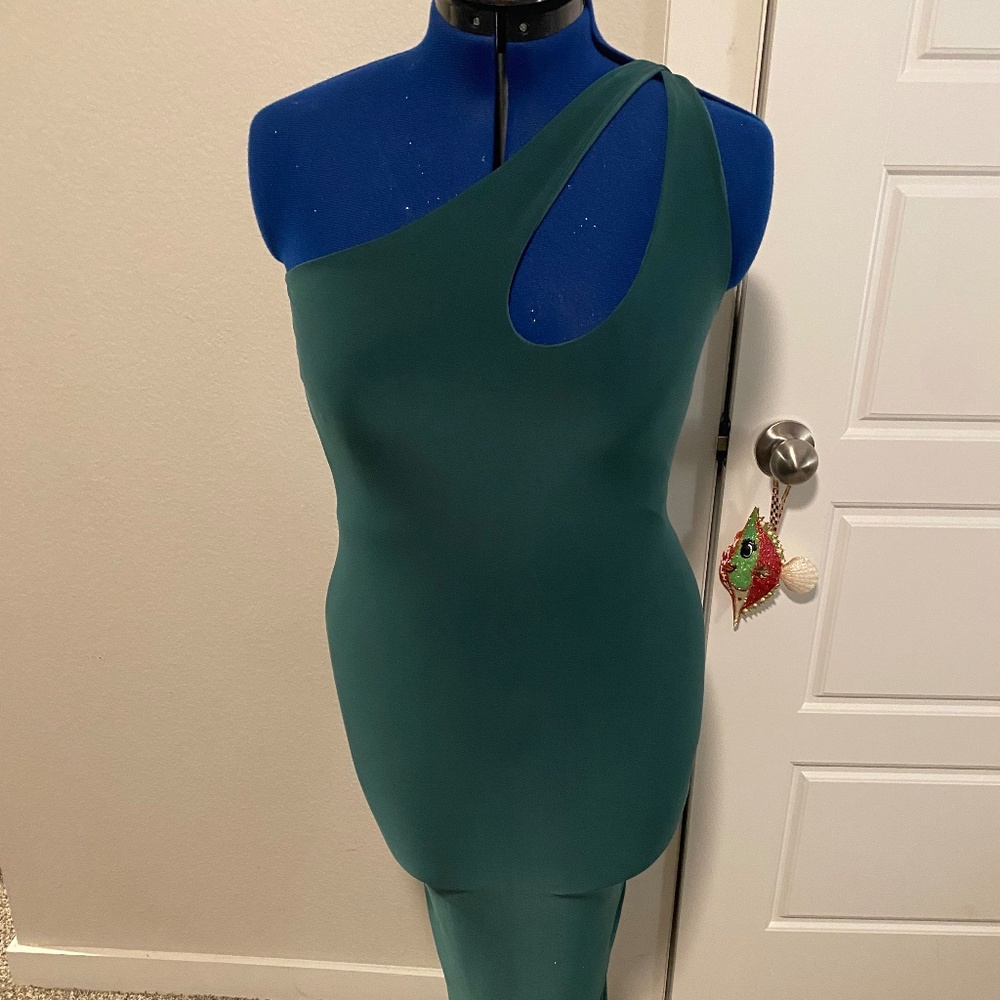 Green Stretchy One-Shoulder Bodycon Dress